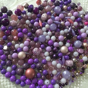 Purple Mix Lot of Large and Medium Round and Other Shaped Beads Includes Over 450 Beads for Jewelry Making 9.1 oz Bag