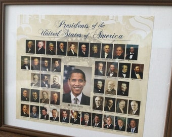 11 x 14 gerahmtes Präsidentenposter mit Präsident Barack obama und allen Präsidenten davor