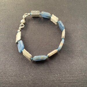 Kyanite Rectangular Gemstone Bracelet with Crystals Magnetic Clasp