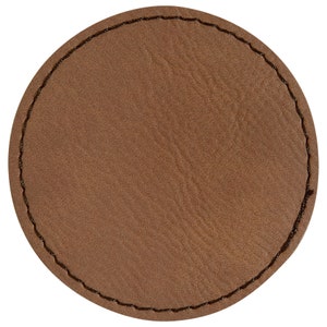 Set of 10 Blank Dark Brown Laserable Leatherette Round Patch with Adhesive, Hat Patch