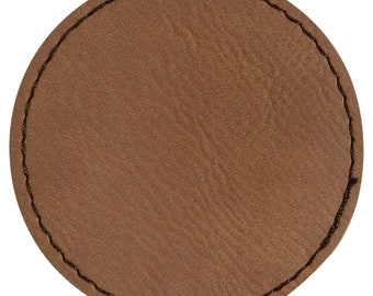 Set of 10 Blank Dark Brown Laserable Leatherette Round Patch with Adhesive, Hat Patch