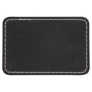 Set of 10 Blank Black to Silver Laserable Leatherette Rectangle Patch with Adhesive, Hat Patch