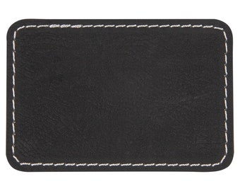 Set of 10 Blank Black to Silver Laserable Leatherette Rectangle Patch with Adhesive, Hat Patch