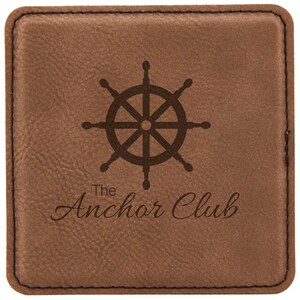 Set of 6 Blank Dark Brown Laserable Leatherette Square Coasters for Engraving, Table Saver