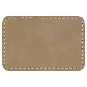 Set van 10 blanco lichtbruine laserbare kunstleren rechthoekige patch met lijm, hoedenpatch