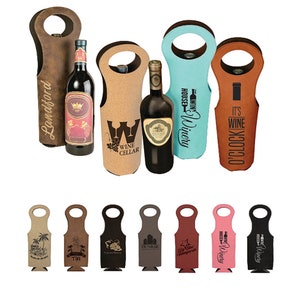 Ensemble d’échantillons de sacs à vin en similicuir laser avec isolation - une de chaque couleur (11 au total)