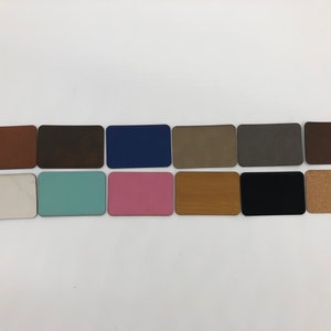Set of 10 Rectangle Leatherette Patches with Adhesive Backing - No Stitching, Laserable, Variety of Colors, Embroidery Patches