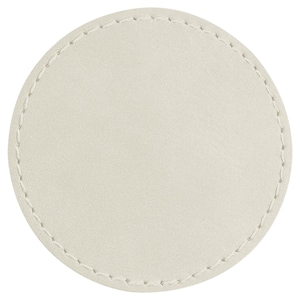 May include: A white round patch with a stitched edge.