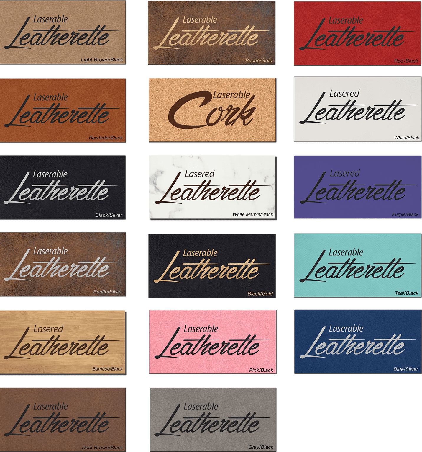 Leather Sheets For Laser Engraving With Adhesive Backing, Laserable Leatherette 12" X 18", Glowforge FSL Supplies And Materials (Rawhide/Black