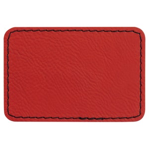 Set of 10 Blank Red Laserable Leatherette Rectangle Patch with Adhesive, Hat Patch