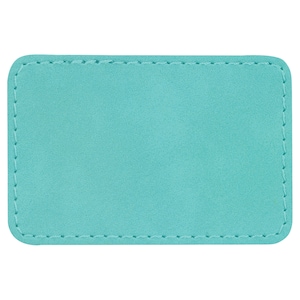 25 set of Blank Teal Laserable Leatherette Rectangle Patch with Adhesive, Hat Patch