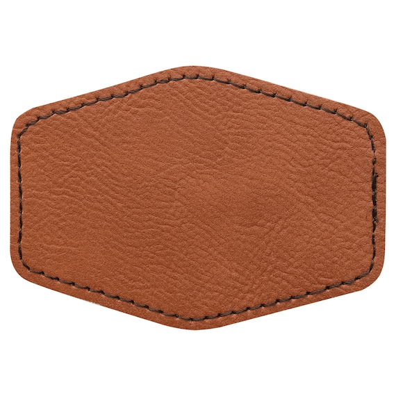 Set of 10 Blank Rawhide Laserable Leatherette Hexagon Patch with Adhesive, Premium Hat Patch, Glowforge, Xtool, OMTech