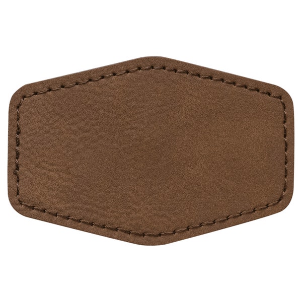 Set of 10 Blank Dark Brown Laserable Leatherette Hexagon Patch with Adhesive, Premium Hat Patch, Glowforge, Xtool, OMTech