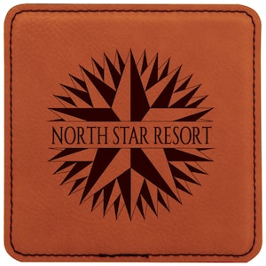 Set of 6 Blank Rawhide Laserable Leatherette Square Coasters for Engraving, Table Saver