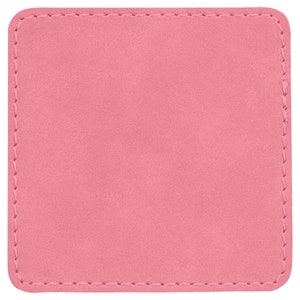 Set of 10 Blank Pink Laserable Leatherette Square Patch with Adhesive, Hat Patch