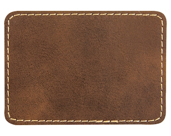 Set of 10 Blank Rustic Laserable Leatherette Rectangle Patch with Adhesive, Hat Patch