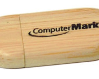 Set of 6 Blank Laserable Bamboo Wood 8GB USB Flash Drives with Rounded Corners
