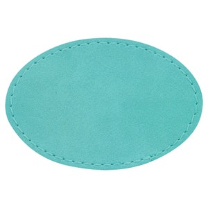 Set of 10 Blank Teal Laserable Leatherette Oval Patch with Adhesive, Hat Patch