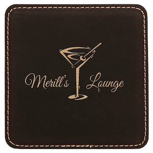 Set of 6 Blank Gold / Black, Black to Gold Laserable Leatherette Square Coasters for Engraving, Table Saver
