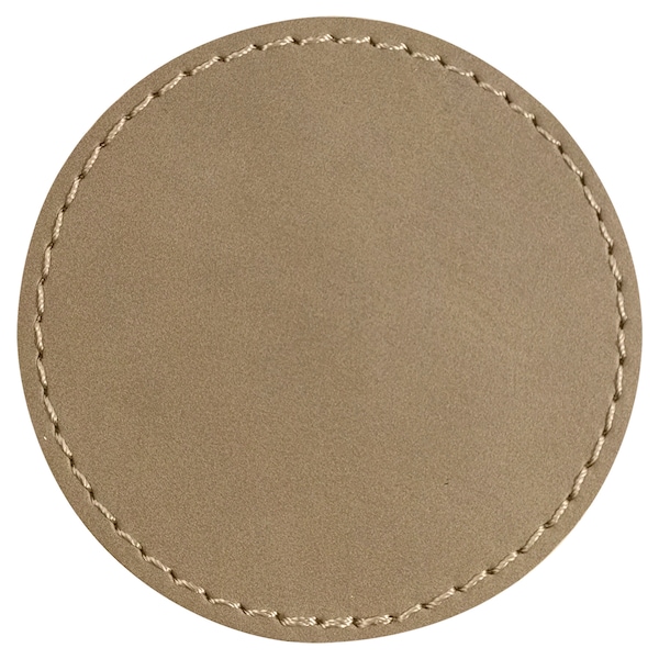 Set of 10 Blank Light Brown Laserable Leatherette Round Patch with Adhesive, Hat Patch