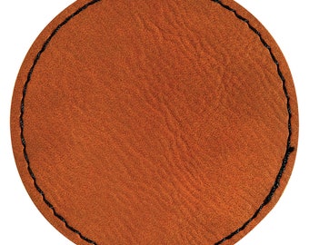 Set of 10 Blank Rawhide Laserable Leatherette Round Patch with Adhesive, Hat Patch