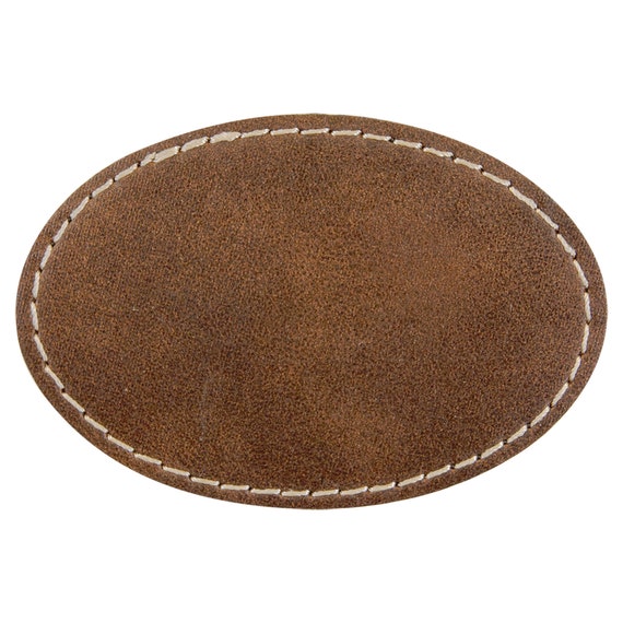 Blank Leatherette Hat Patch with Adhesive - Light Brown Rectangle 3 x 2 -  25 Count