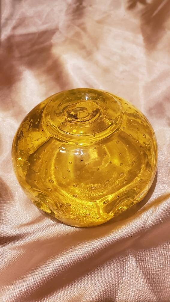 Vintage Smooth Yellow Retro Transparent Round Glass Ashtray - Etsy