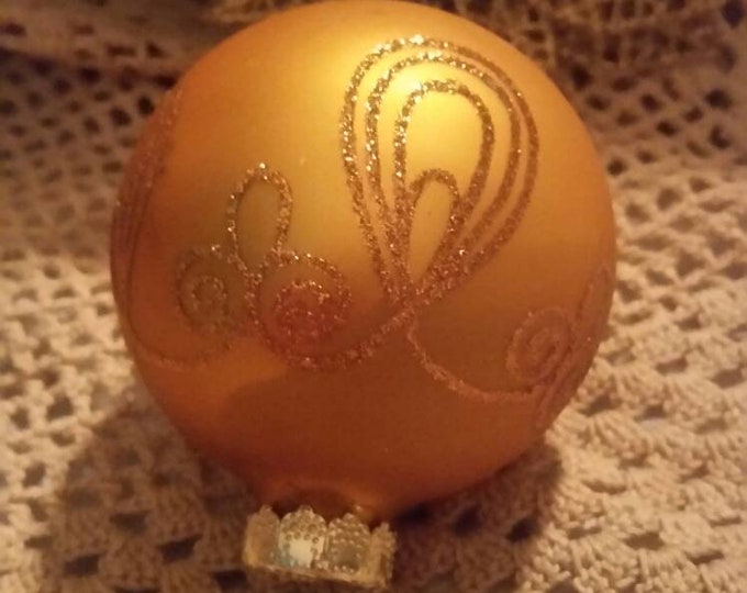 A Gold Krebs Ornament W Swirls of Sparkling Glitter Etsy