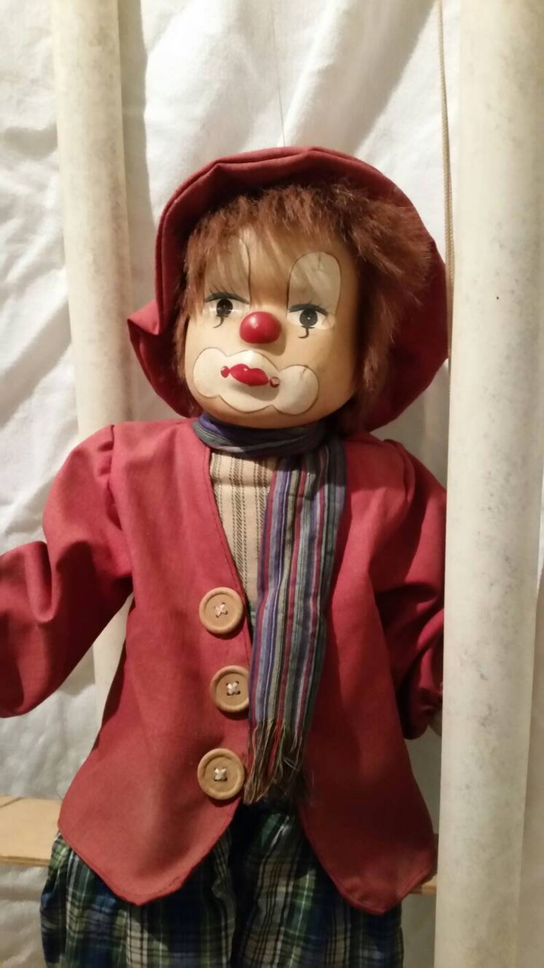 Large Vintage Soft Bodied Clown with Porcelain Face Red Hair | Etsy