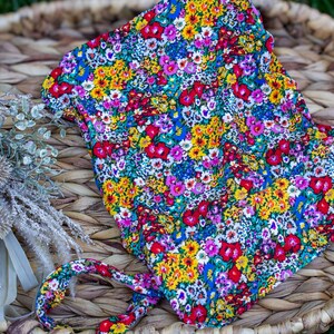 Bright Floral Ponytail Stretchy Scrub Cap, Nurse Cap, Surgical Tech