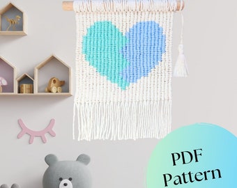 Macrame Pixeled Heart PATTERN, Wall Hanging PDF Tutorial, Nursery Boho Decor, Digital Instructions for Beginners, Simple Pixel DIY, How to