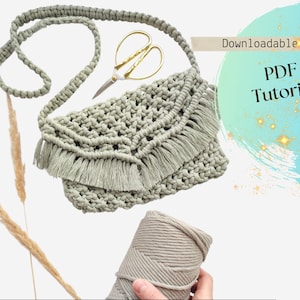 Macrame PURSE PDF Tutorial, Downloadable Digital Instructions, Macrame Pattern for Beginners, Simple bag DIY Guide, Digital Clutch Pattern