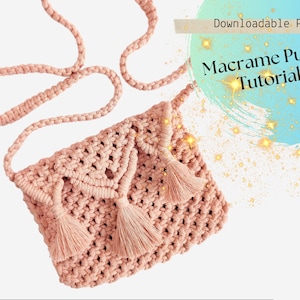 Macrame PURSE PDF Tutorial, Downloadable Digital Instructions, Macrame Pattern for Beginners, Simple bag DIY Guide, Digital Clutch Pattern