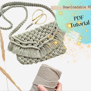 Macrame PURSE PDF Tutorial, Downloadable Digital Instructions, Macrame Pattern for Beginners, Simple bag DIY Guide, Digital Clutch Pattern