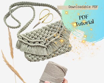 Macrame PURSE PDF Tutorial, Downloadable Digital Instructions, Macrame Pattern for Beginners, Simple bag DIY Guide, Digital Clutch Pattern
