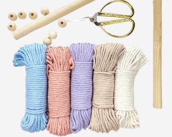 SET of Macrame Cotton Cord Bundles for Crafts, 3-ply 3 Strand Rope 3mm, Fiber Art Rope, Bulk Macrame String, Cotton Yarn for Wall Hangings