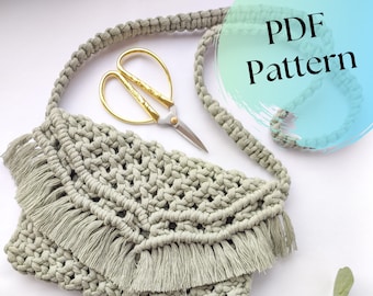 Macrame PURSE PDF Tutorial, Downloadable Digital Instructions, Macrame Pattern for Beginners, Simple bag DIY Guide, Digital Clutch Pattern