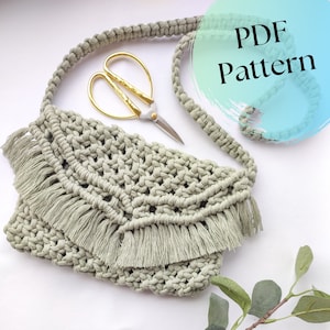 Macrame PURSE PDF Tutorial, Downloadable Digital Instructions, Macrame Pattern for Beginners, Simple bag DIY Guide, Digital Clutch Pattern