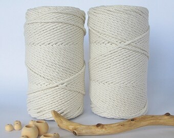 Corde De Macramé 3 Brins Coton Naturel - 252 Yards - Neuf - Sans Marque