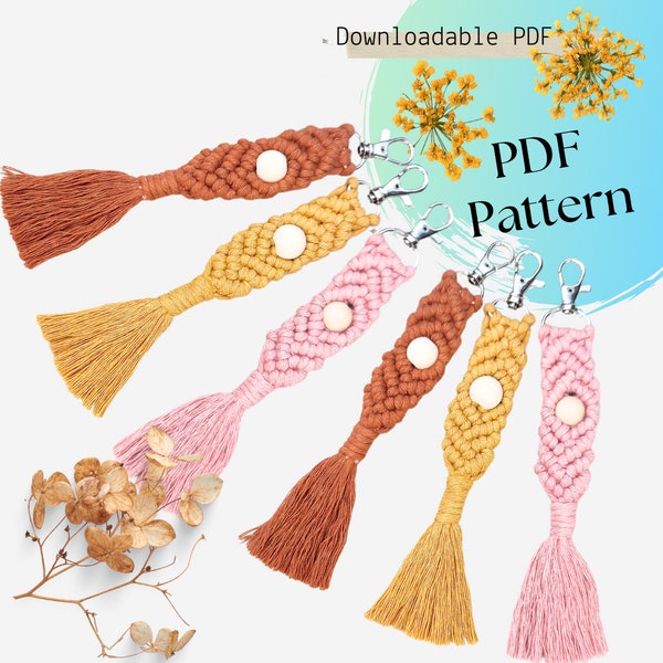 Macrame KEYCHAIN PDF Tutorial, Downloadable Digital  Instructions, Macrame Pattern for Beginners, Simple Keyring DIY Guide, Step by step