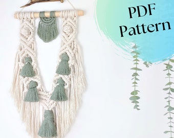 Macrame PDF PATTERN, Wall Hanging Tutorial, Digital Instruction, Instant Download, Simple big wall decor lesson, craft DIY Guide Gift, Gift
