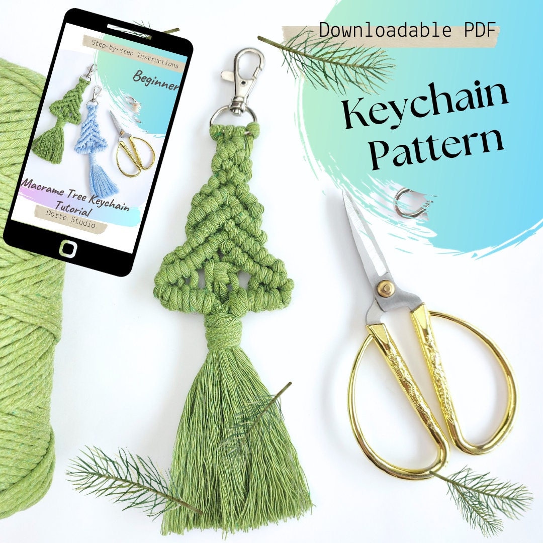 Macrame Keychain PATTERN, DIY Macrame Tutorial, Digital Instruction for ...