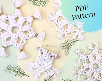 Macrame PATTERN, Snowflake PDF Tutorial, Christmas Ornament, Digital Instructions for Beginners, Simple Snowflake DIY, Handmade Decoration