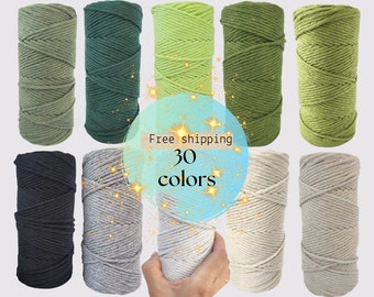 3mm Single Strand Macrame Cord, Soft Twisted Cotton Rope, Natural Cord Bundles, Weaving String Variety Pack, Bulk Macrame Cord for Crafts