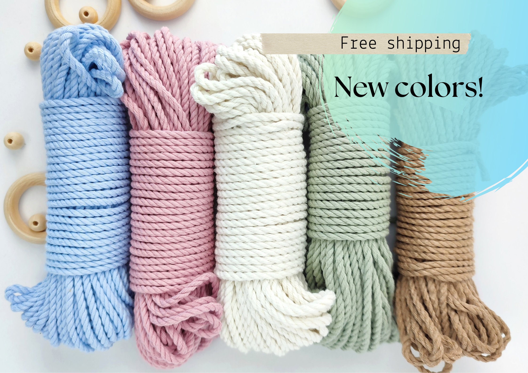 Incraftables 5mm Rope Cord (10 Colors). Best Cotton Macrame Cord