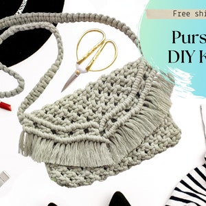 Makramee Geldbörse Bastelset, PDF-Anleitung, Handtaschenmuster und Materialien, DIY-Schnur-Kunst-Geschenkbox, einfaches Makramee-Muster für Anfänger