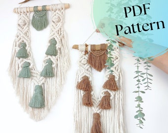 Macrame PDF PATTERN, Wall Hanging Tutorial, Digital Instruction, Instant Download, Simple big wall decor lesson, craft DIY Guide Gift, Gift