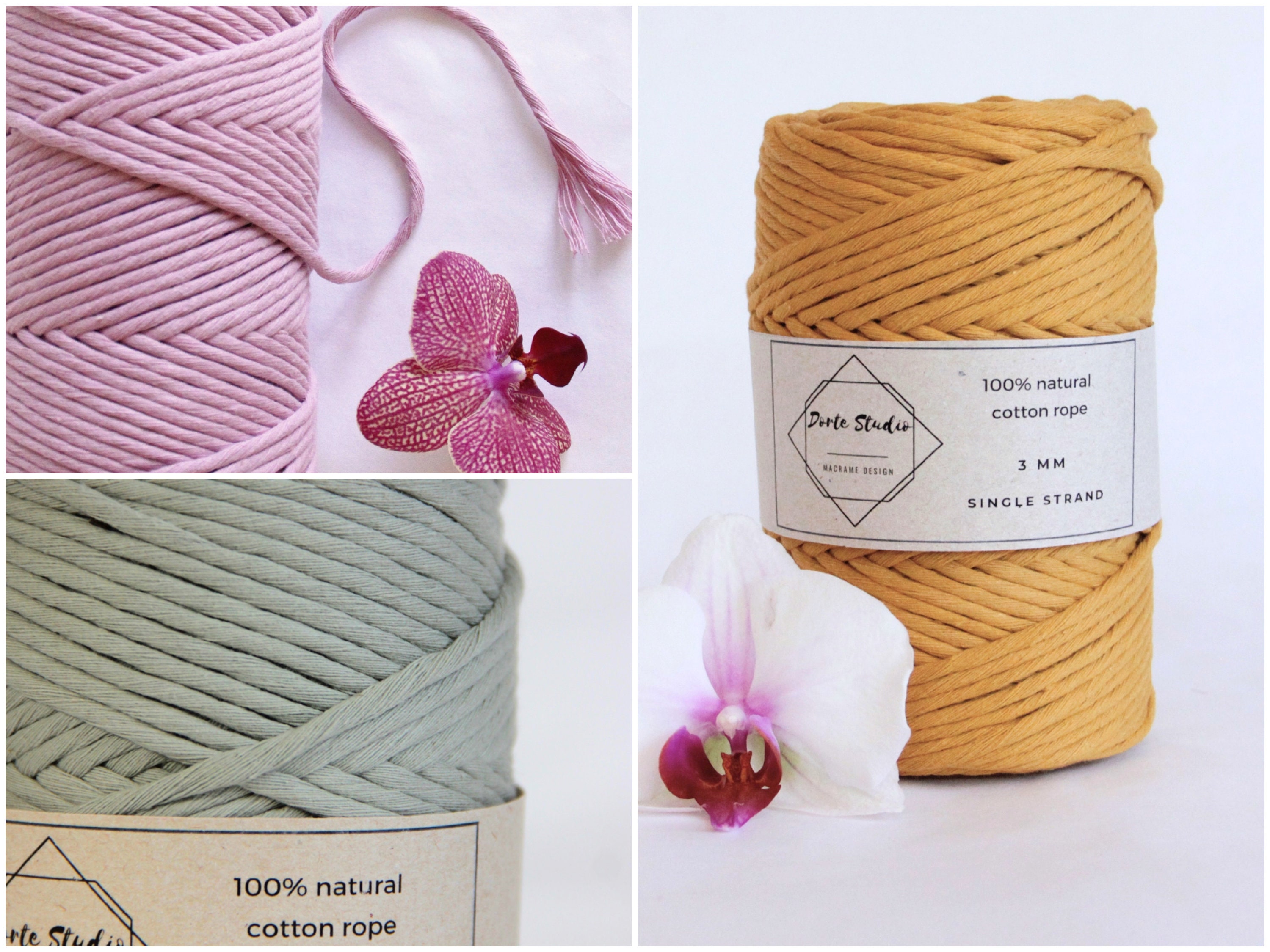4mm Macrame Cord/4-pack or 6-pack Cord/colourful Cotton Rope/ Coloured  Macrame Cord/soft Cotton Rope/100% Recycled Cotton/macrame DIY 