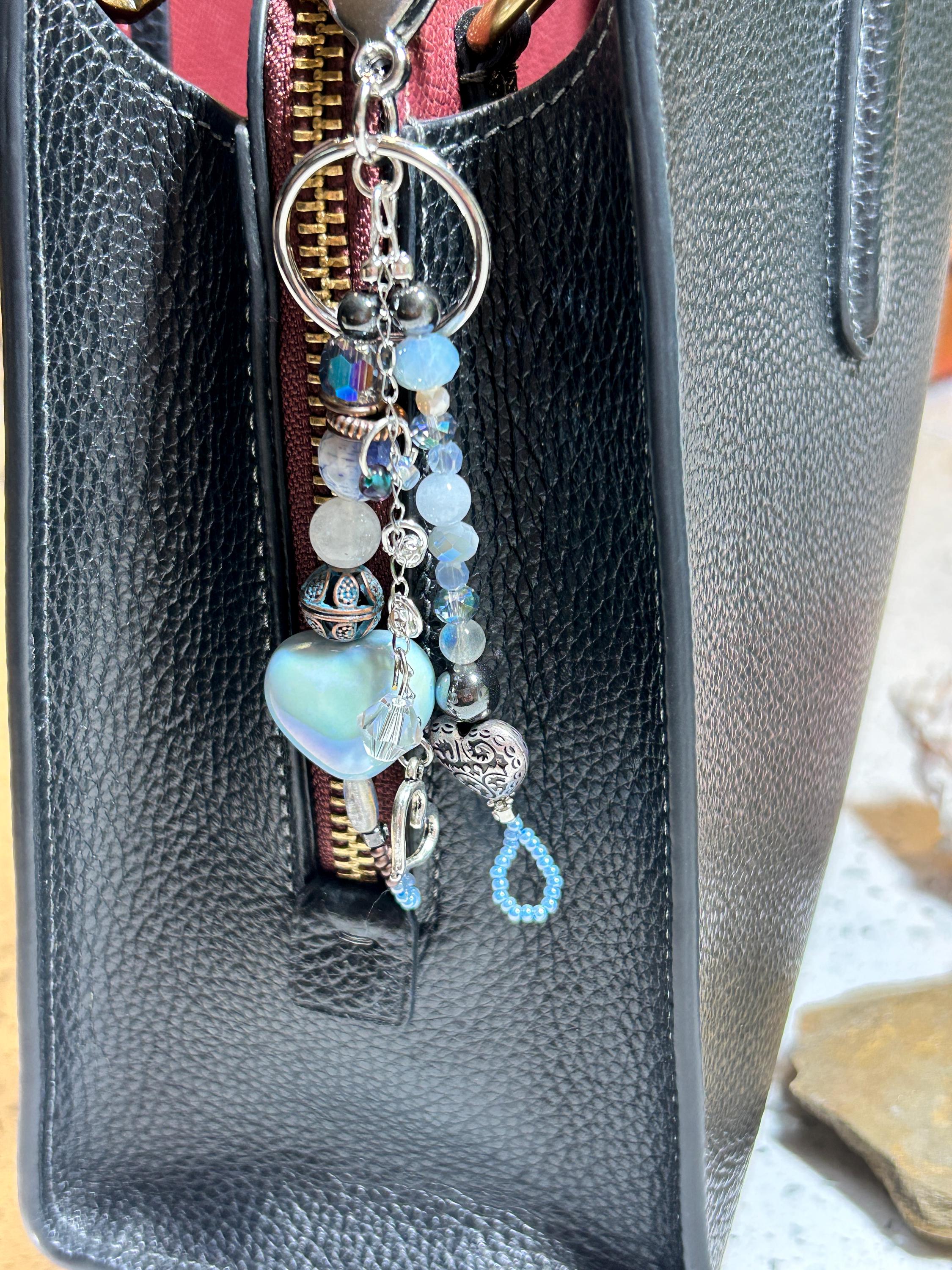 Love Purse Charm, Bag Charm Keychain, Scissor Fob for Quilter, Mixed Media Keychain Handmade, Gift for Her, Purse Jewelry, Bag Jewelry