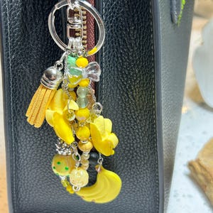 Banana Keychain | Bananas Purse Charms, Fun Yellow Banana Bag Charm Keychain, Purse Strap Charms, Banana Scissor Fob, Fruit Bag Charm, OOAK